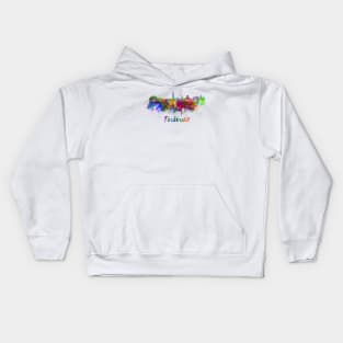 Toulouse skyline in watercolor Kids Hoodie